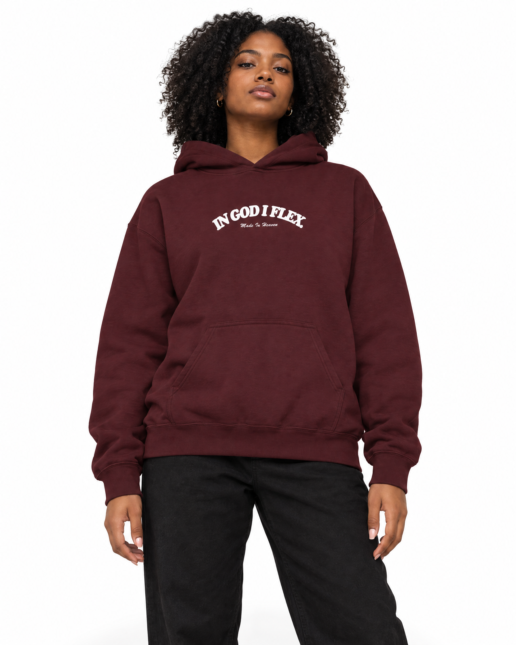 IGIF Everyday Hoodie in Maroon, worn by a model