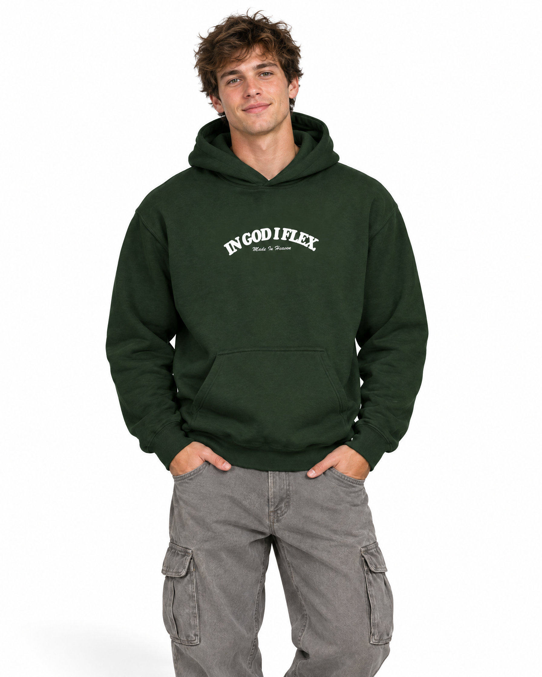 IGIF Everyday Hoodie in Forest Green, worn by a model