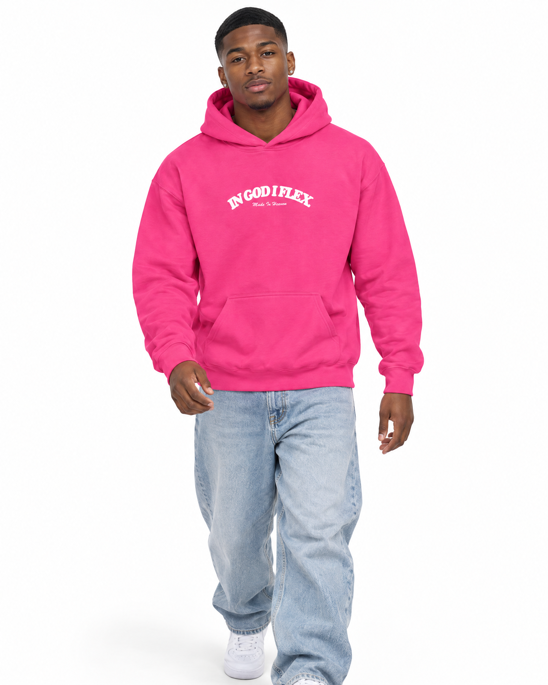 IGIF Everyday Hoodie in Heliconia, worn by a model