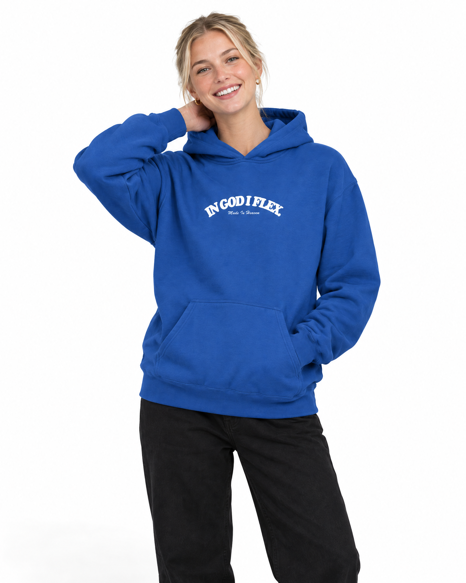 IGIF Everyday Hoodie in Royal, worn by a model