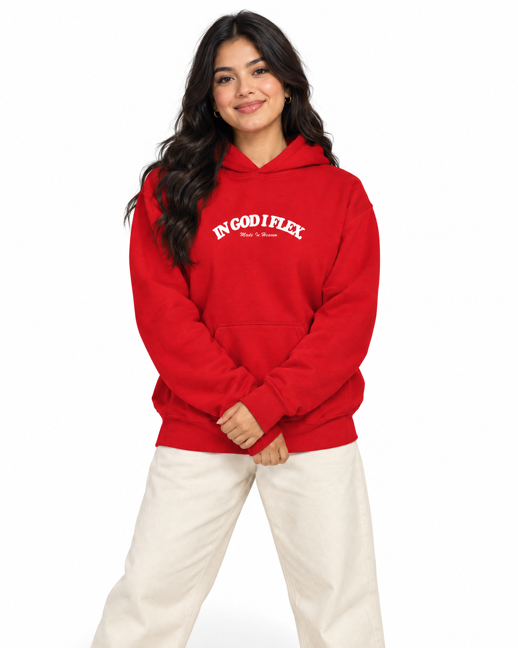 IGIF Everyday Hoodie in Red, worn by a model