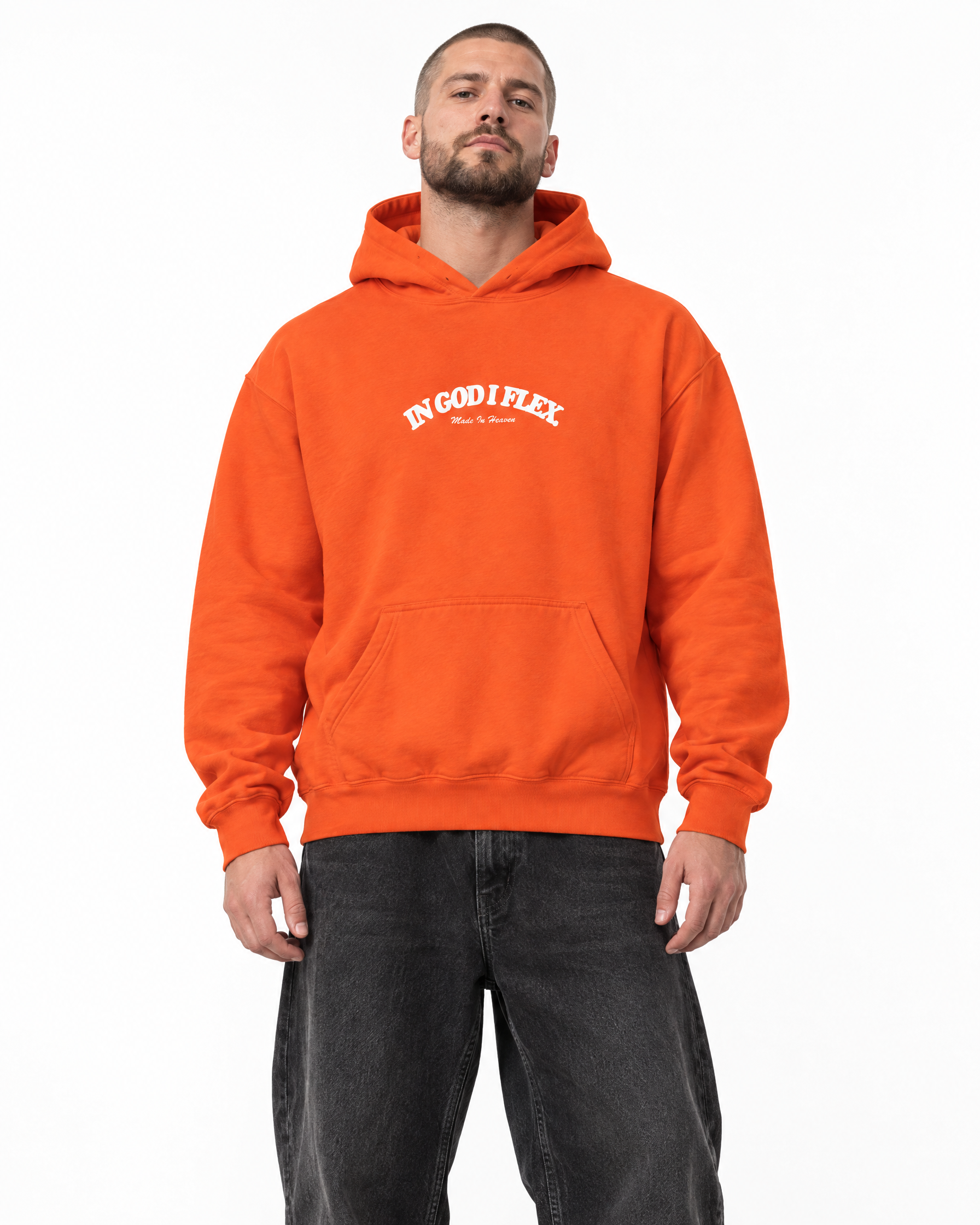 IGIF Everyday Hoodie in Orange, worn by a model