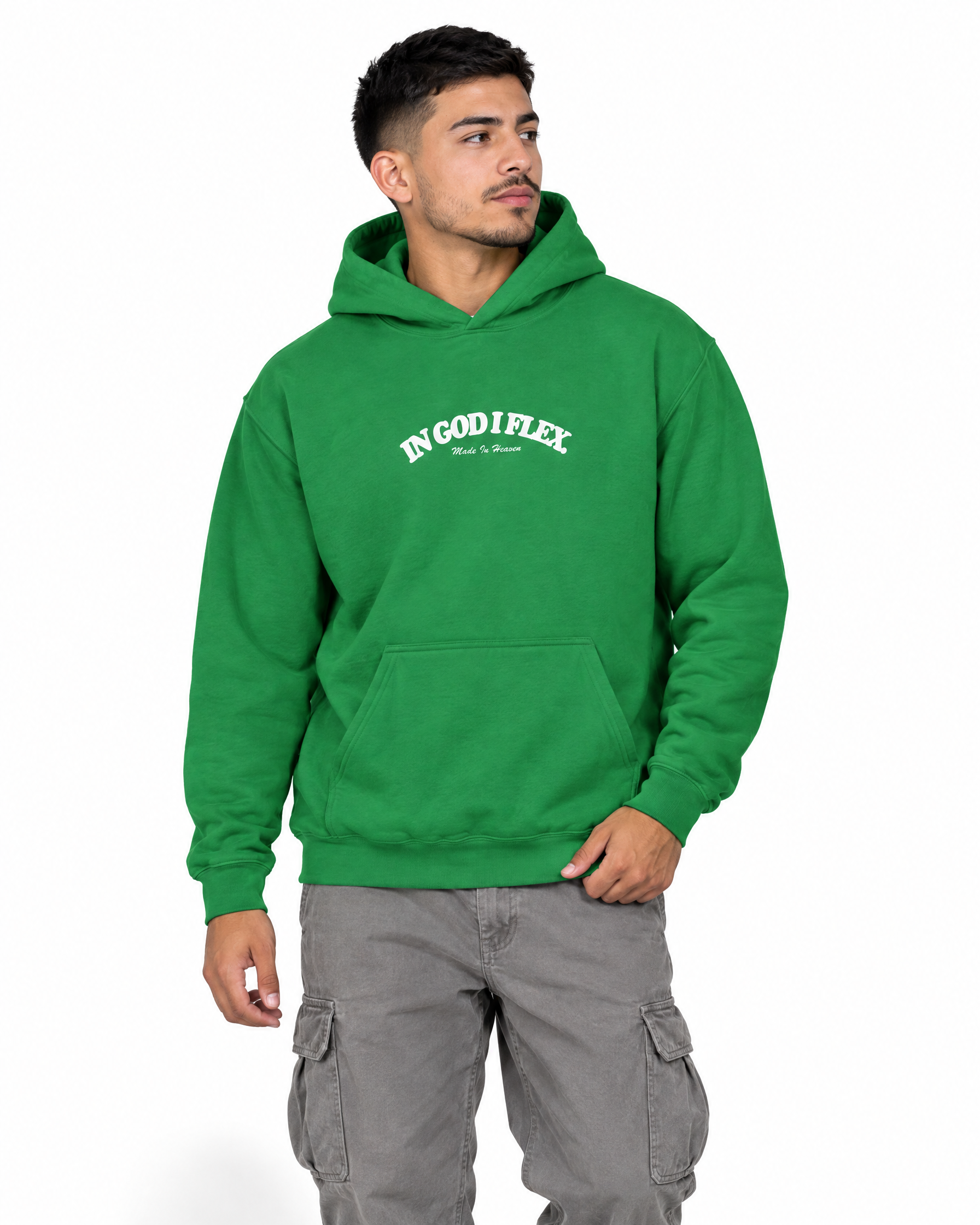 IGIF Everyday Hoodie in Irish Green, worn by a model