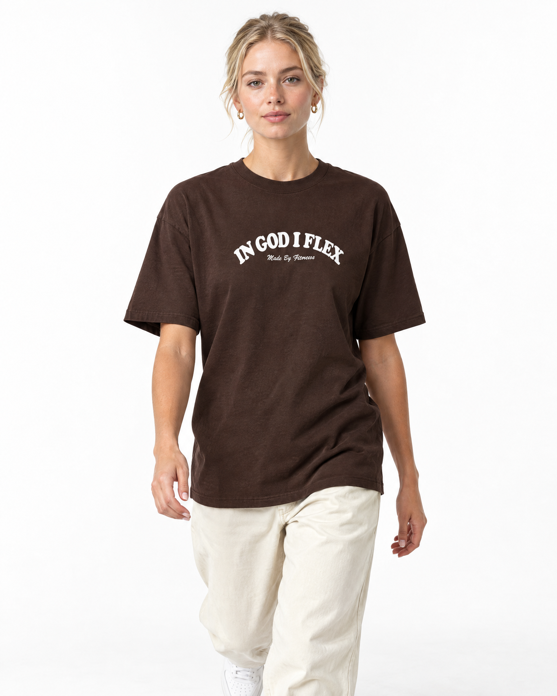 IGIF Everyday Tee in Dark Chocolate, worn by a model