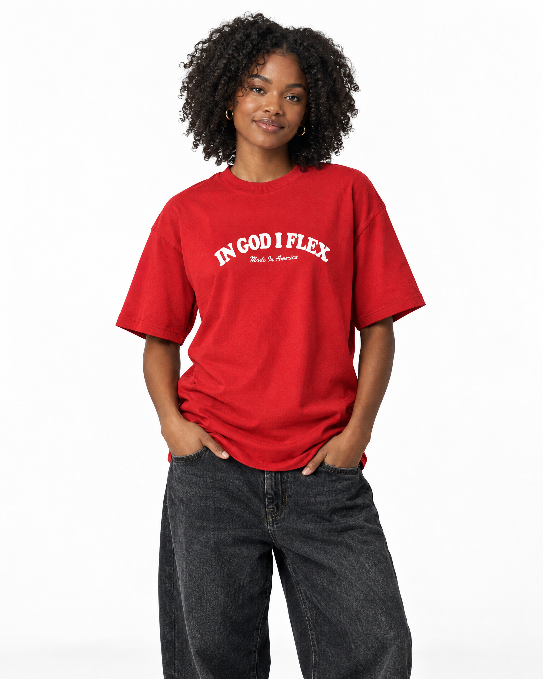 IGIF Everyday Tee in Red, worn by a model
