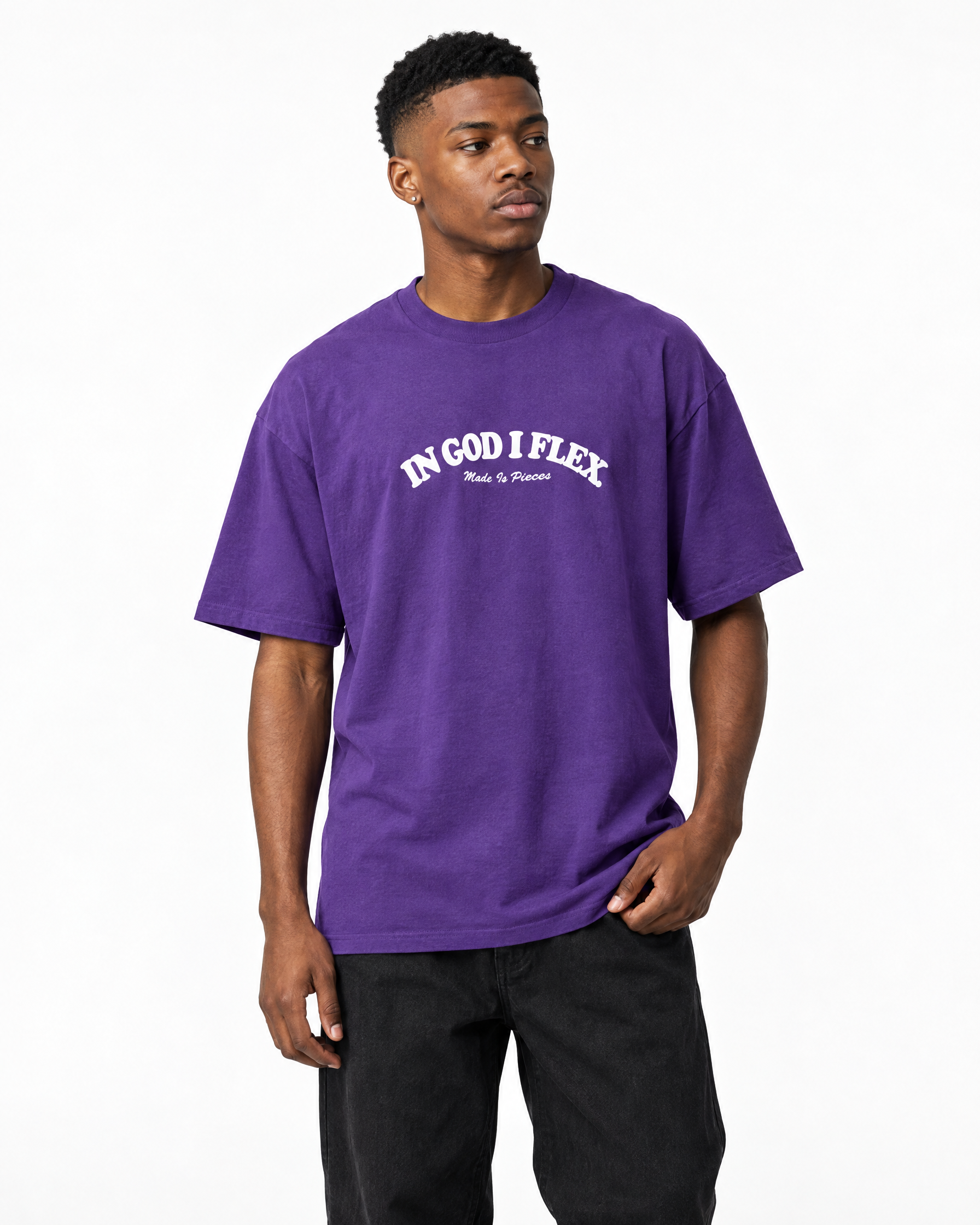 IGIF Everyday Tee in Purple, worn by a model