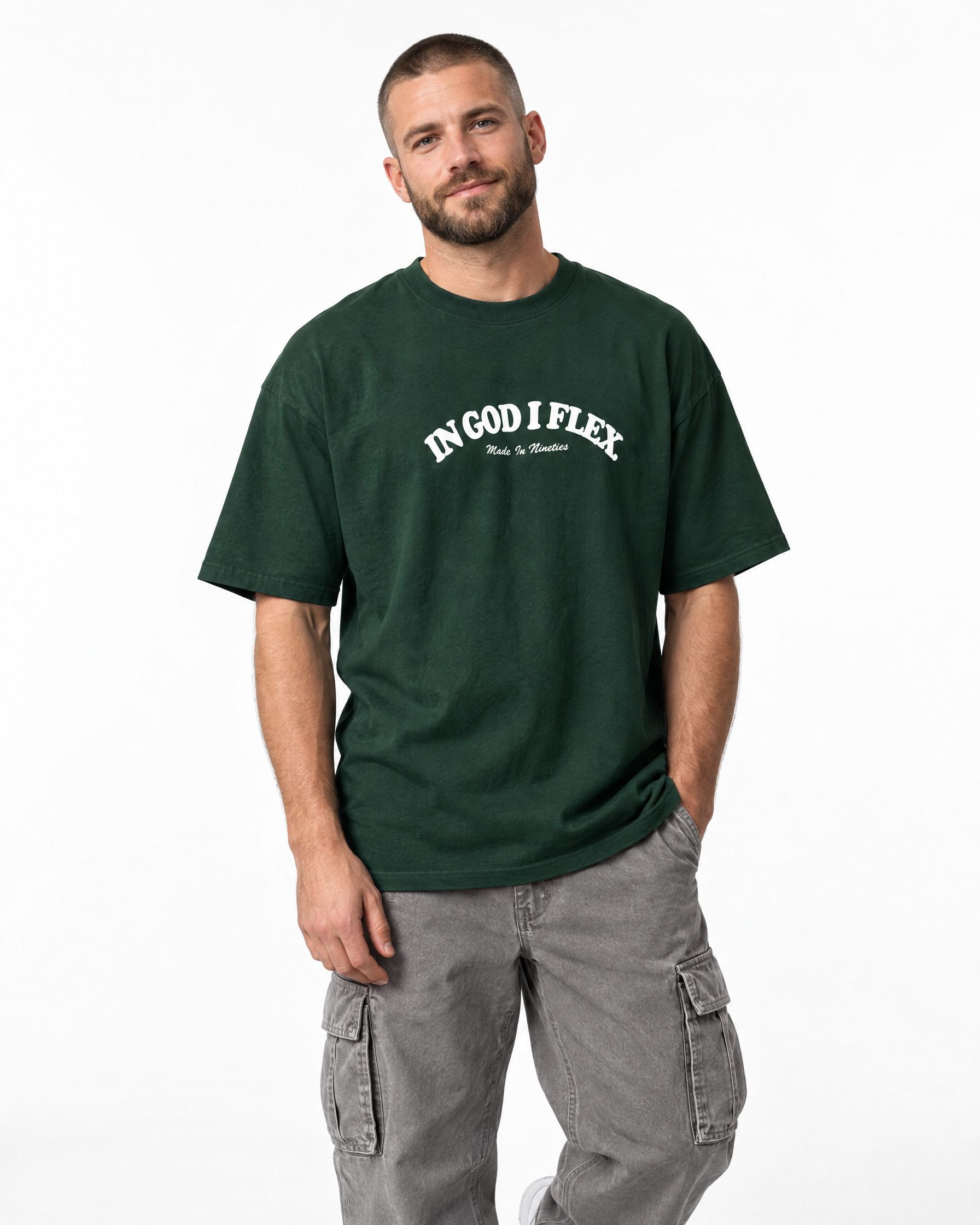 IGIF Everyday Tee in Forest Green, worn by a model