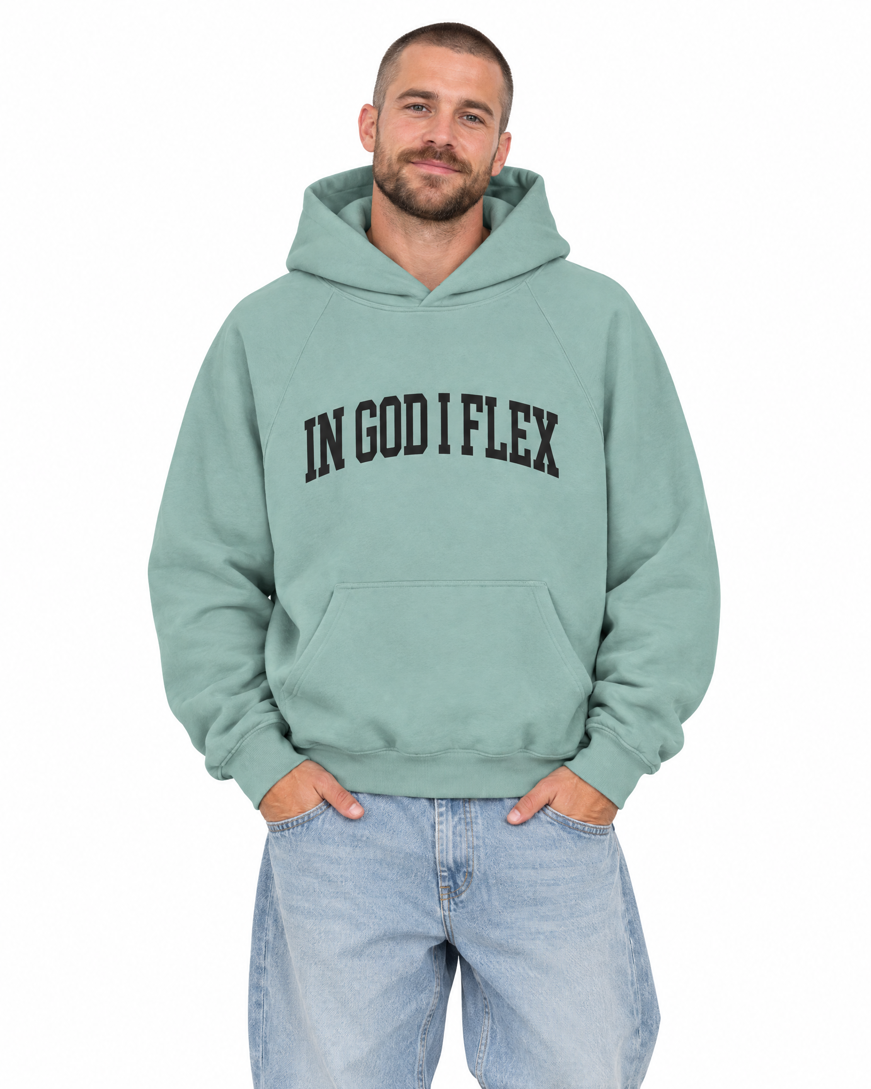 Conviction Heavyweight Hoodie — Earth Tones in Arona, worn by a model