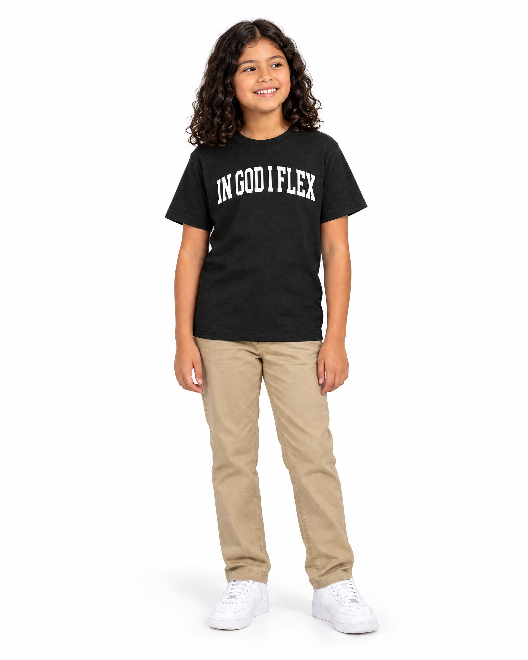 IGIF Kids Essential Tee II in Black, worn by a child model
