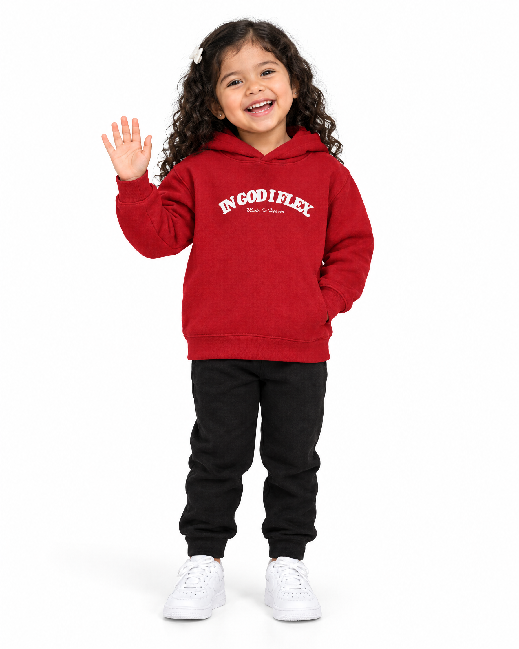 IGIF Toddler Hoodie in Red, worn by a child model