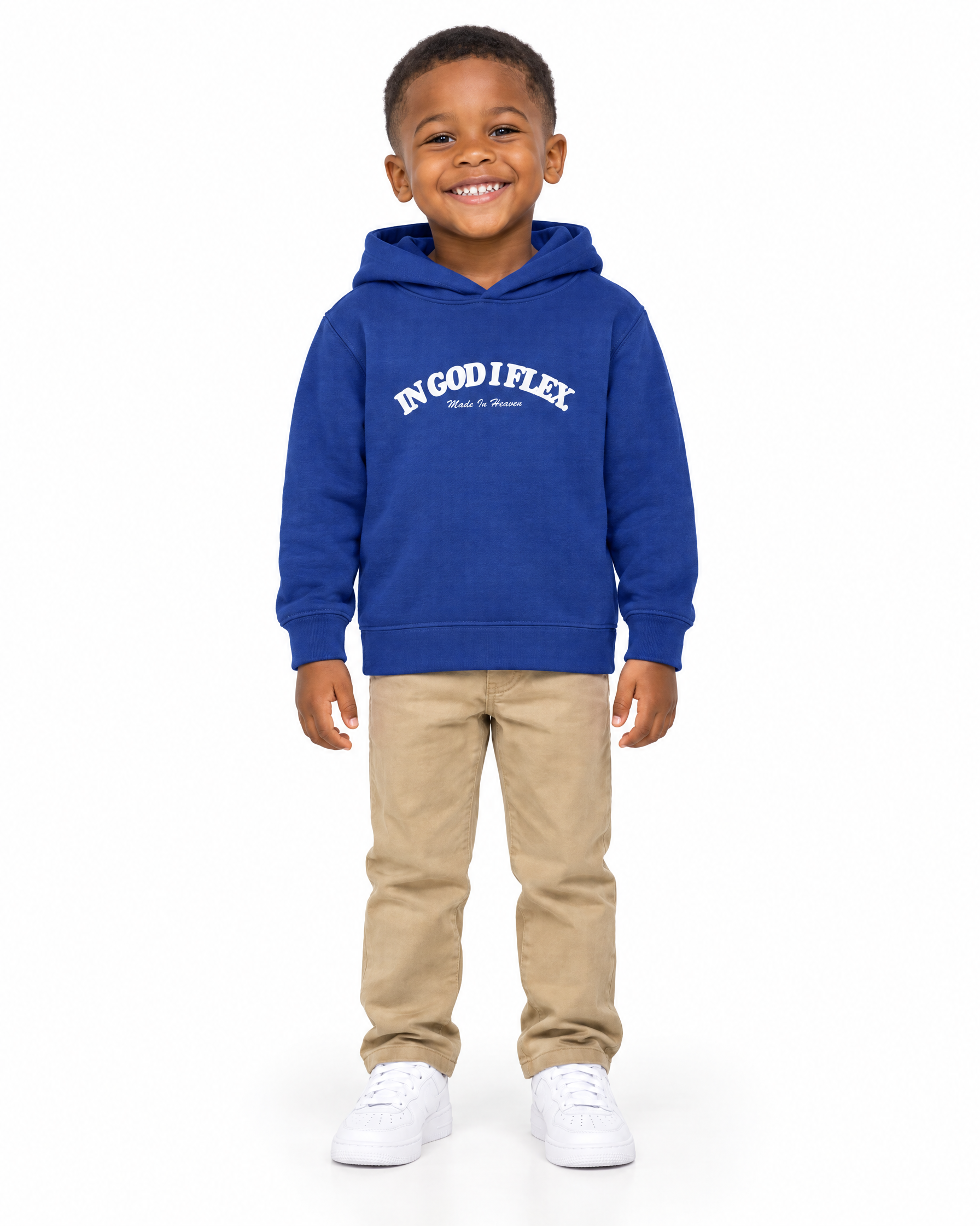 IGIF Toddler Hoodie in Royal, worn by a child model