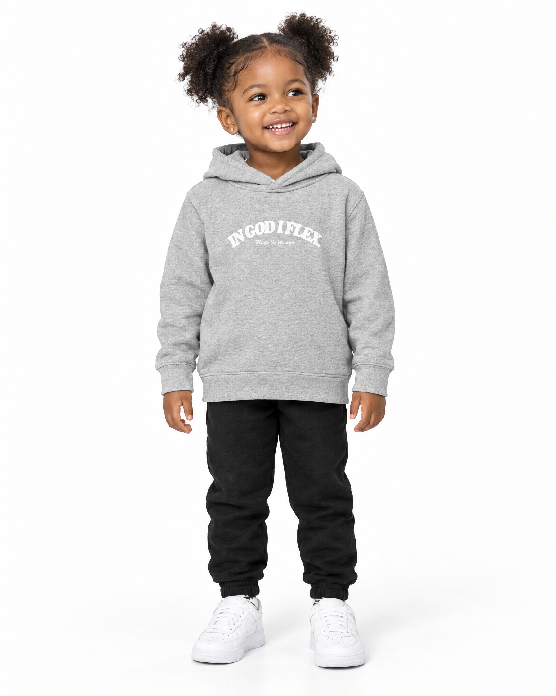 IGIF Toddler Hoodie in Heather, worn by a child model