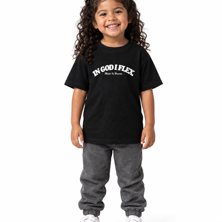 IGIF Toddler Tee in Black, worn by a child model