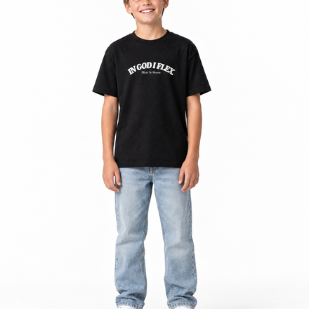IGIF Youth Tee in Black, worn by a child model