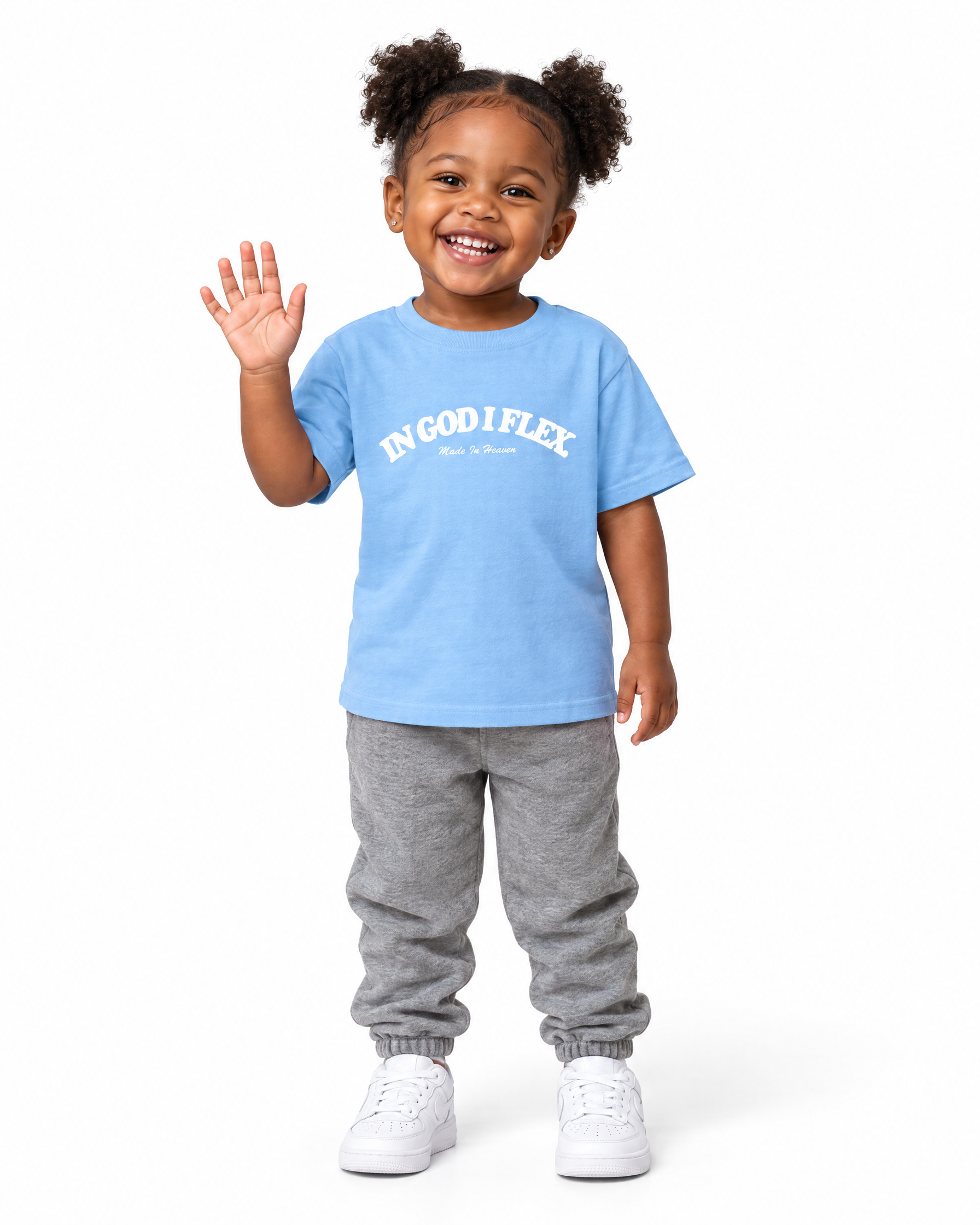 IGIF Toddler Tee in Light Blue, worn by a child model