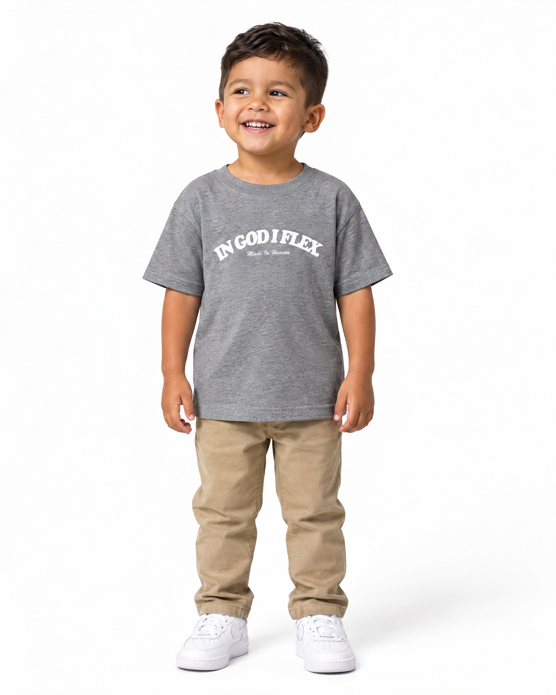 IGIF Toddler Tee in Heather, worn by a child model