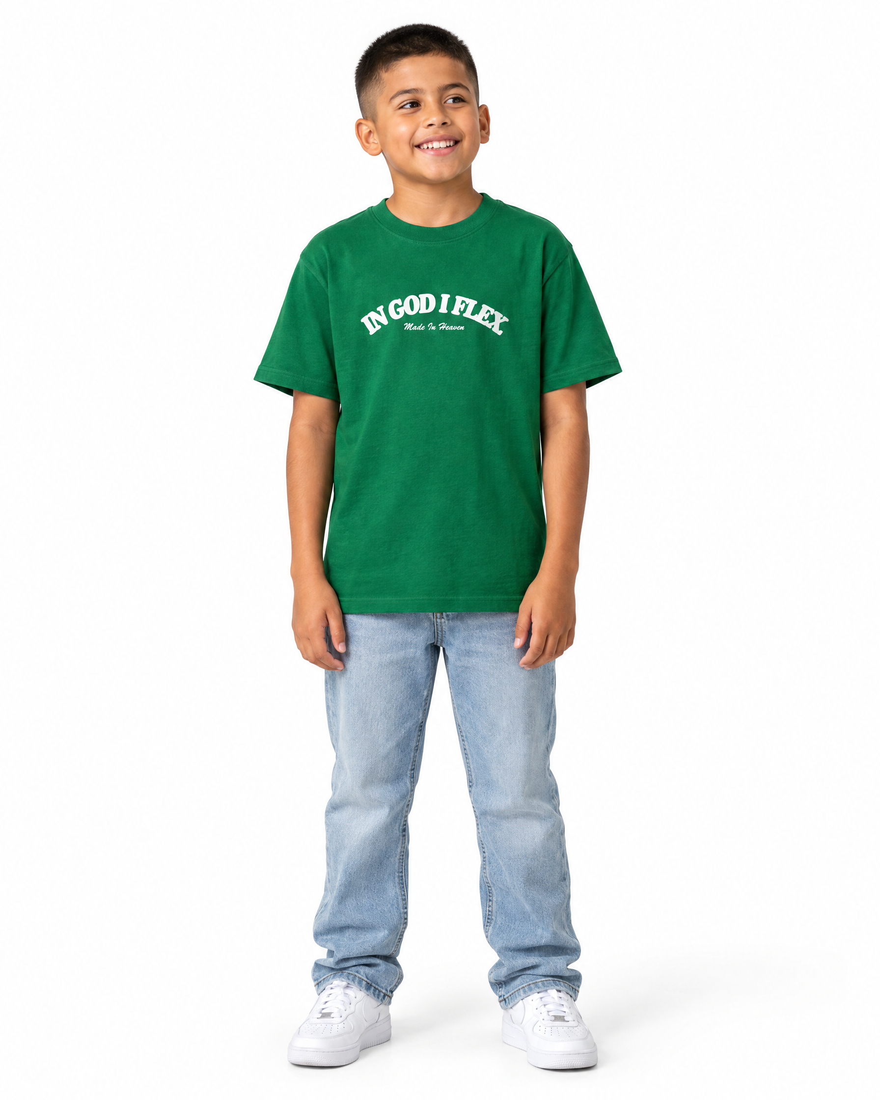 IGIF Youth Tee in Kelly, worn by a child model
