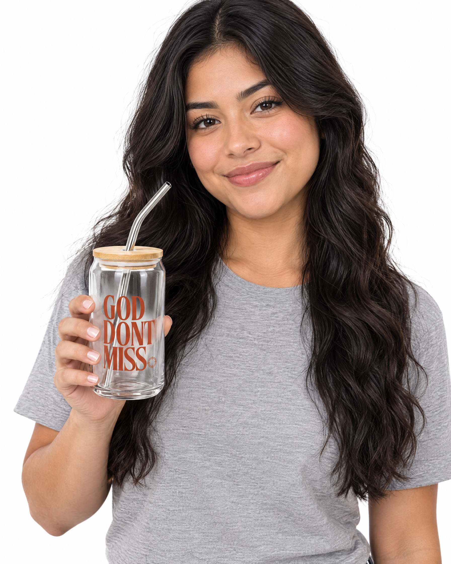 God Don't Miss Glass Cup held by a model